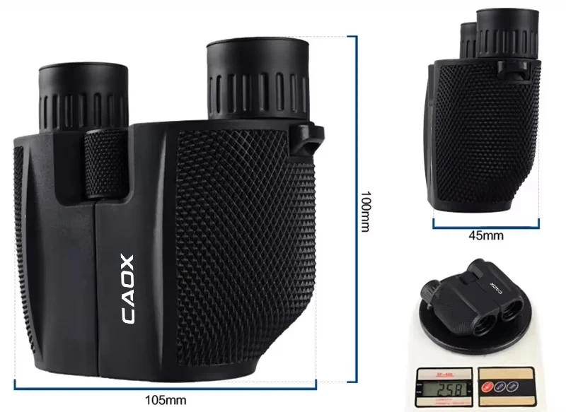 CAOX Fernglas 10X25 Langstrecken-Taschenfernrohr HD Teleskop Faltbares Kompaktes Bak4 Prisma Fernglas Optisches Zielfernrohr FMC-Linse für die Jagd – Detail 2