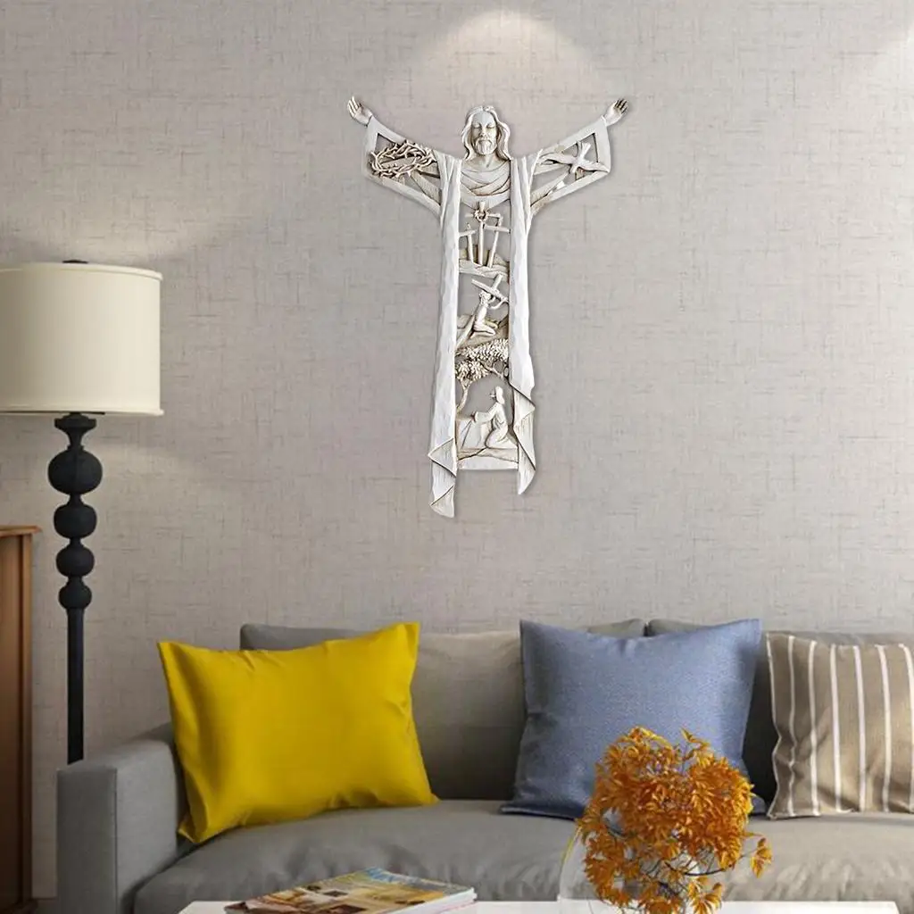 Risen Christ Wall Cross Collectible Figurines Deor Home Decor Wall Sculpture Deor Pendant Hanging Home Church Decor