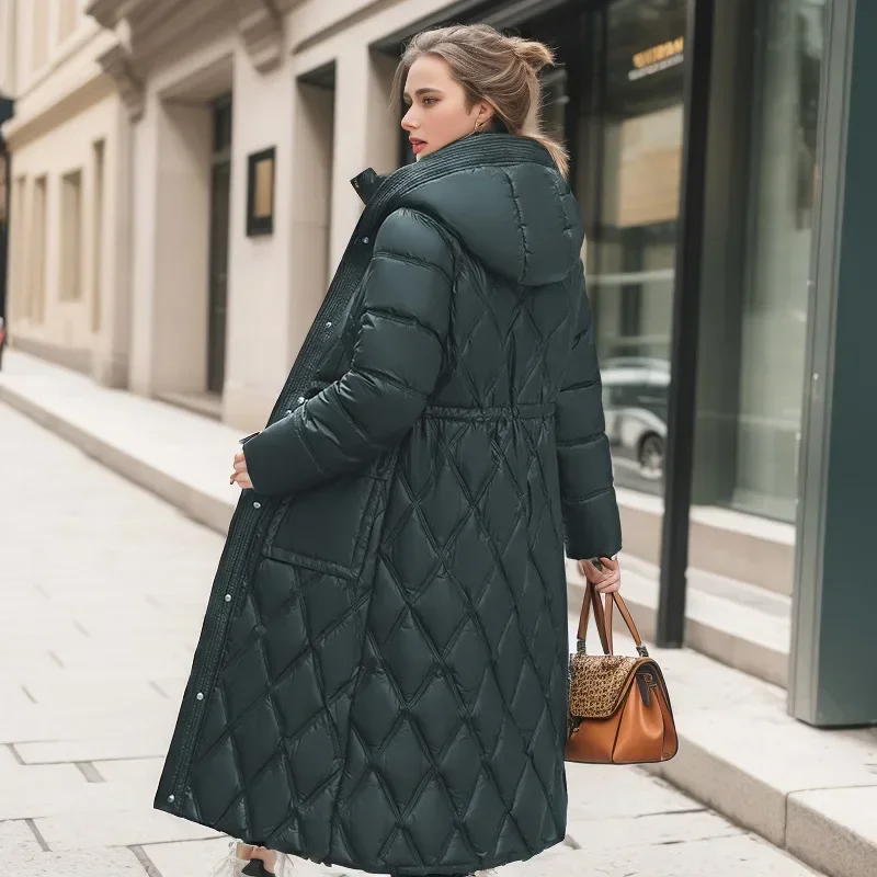 Abrigo acolchado de algodón grueso para mujer, chaqueta holgada de longitud media con capucha, abrigo de nieve coreano, novedad de invierno, 2024