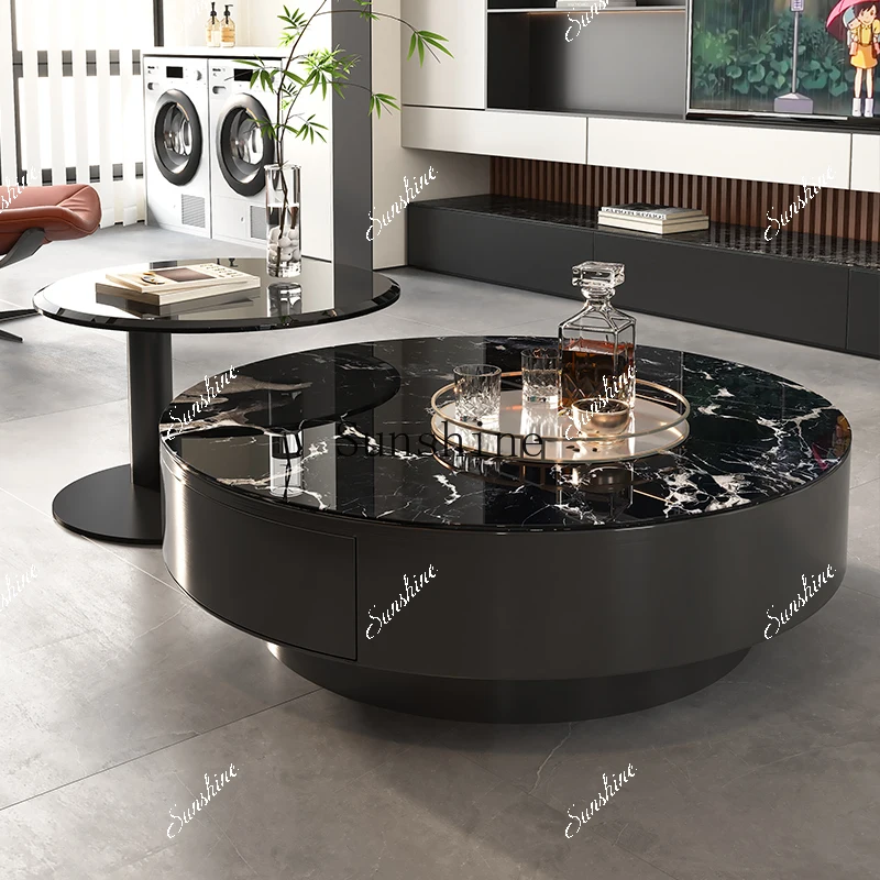 Natural marble coffee table Italian light luxury living room household platinum diamond advanced sense can be customized  FT