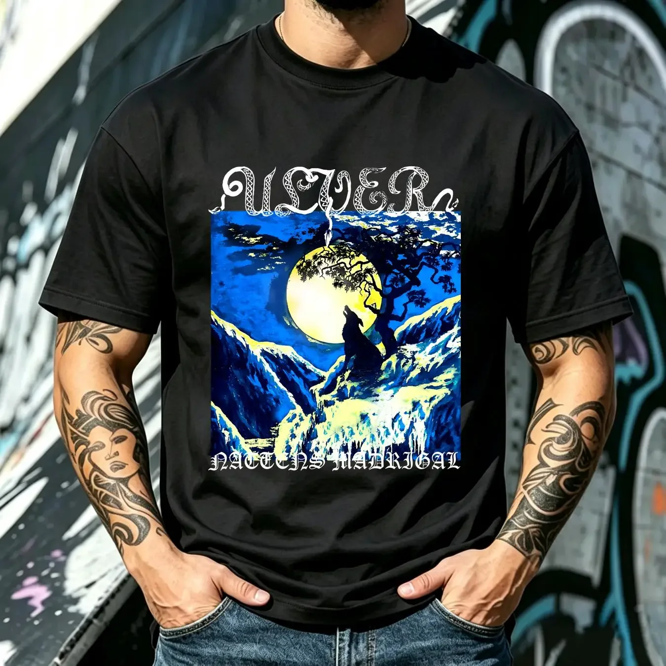 washed T Shirt Ulver Nattens Madrigal  Cotton Black Men Size S to 3XL BE838 vintage Washed Comfortable graphic Casual homme
