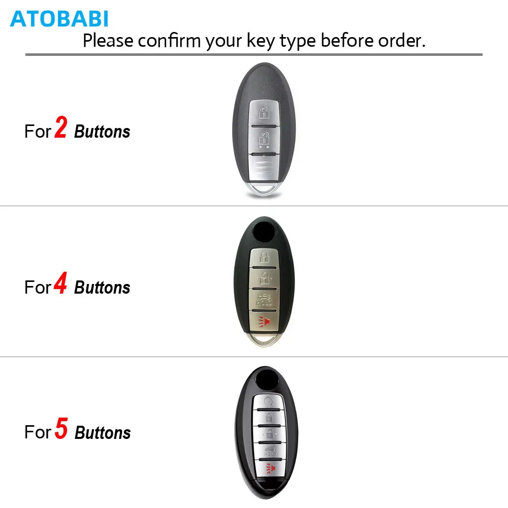 ATOBABI Leather Car Key Cover Bag For Nissan Altima Murano Maxima Patrol Armada Infiniti Q50 QX50 Q60 QX60 Smart Remote Fob Case view 2