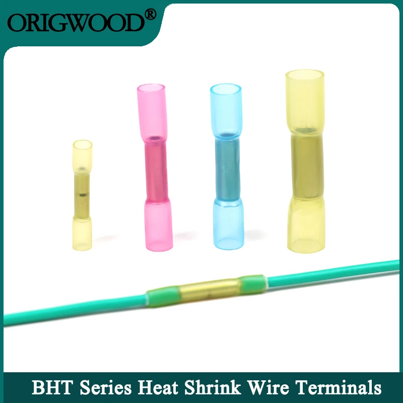 

WireTerminal Heat Shrinkable Tube BHT0.5 BHT1.25 BHT2 BHT5 For AWG22-10 Waterproof Butt Crimp Copper Insulated Connectors