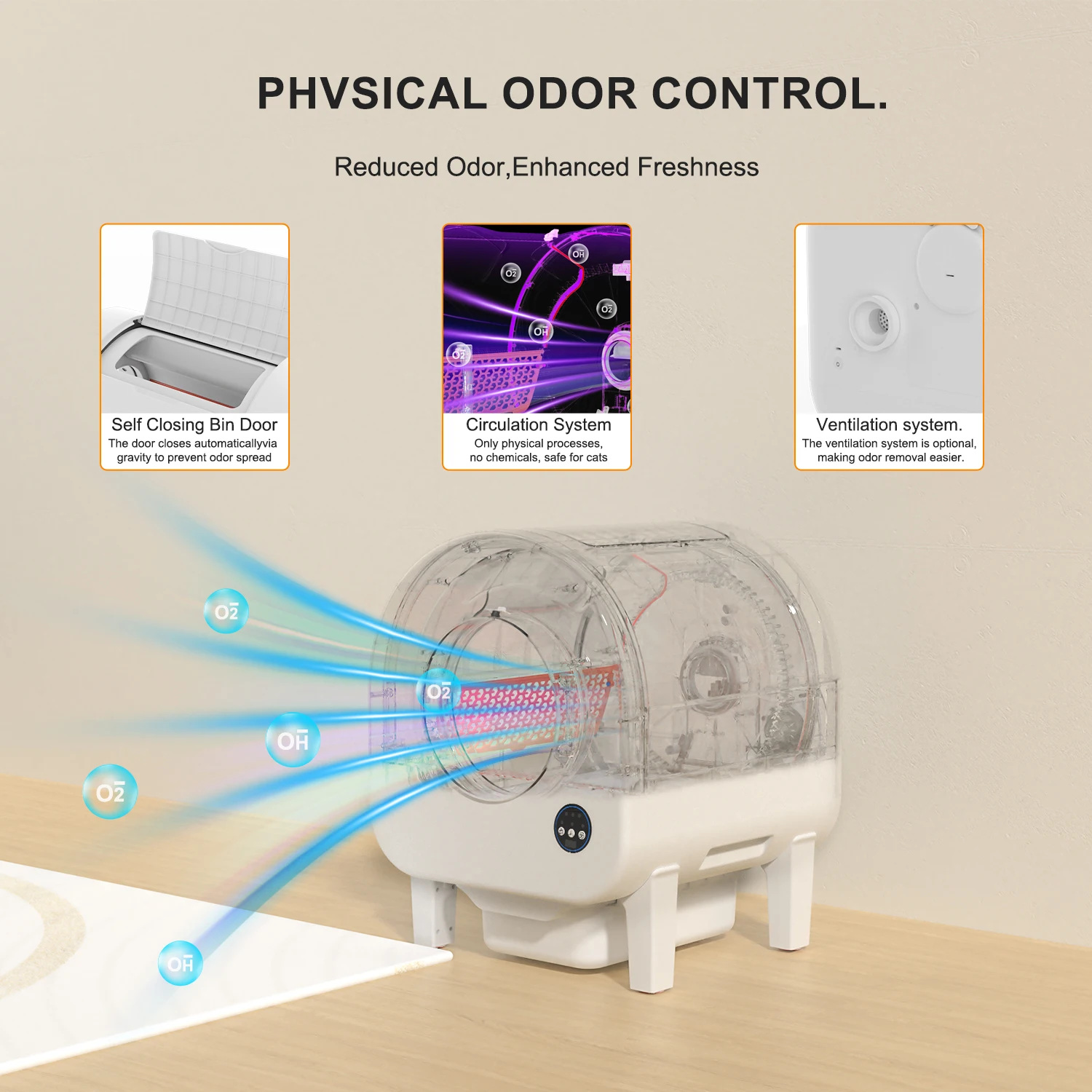 صندوق نفايات القطط ذاتي التنظيف، صندوق نفايات القطط الأوتوماتيكي الكبير مع صندوق نفايات ذكي للتحكم في التطبيق للقطط