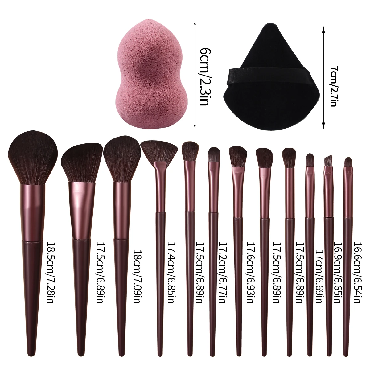 O conjunto de pincéis de maquiagem de alta qualidade de 14 unidades inclui um conjunto de pincéis de maquiagem multiuso e um sopro de pó de ovo de beleza sem entupimento