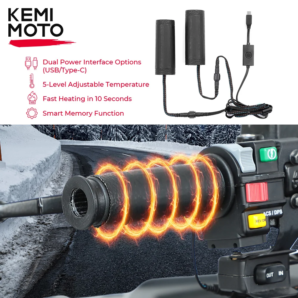 

Зимние универсальные мотоциклетные ручки с подогревом на руль, теплые водонепроницаемые подушечки с подогревом для езды на мотоцикле, квадроцикл, UTV, снегоход