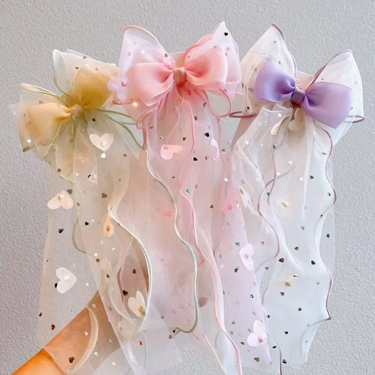 

Korean Fairy Mesh Bow Hair Clip Children Princess Ponytail Ribbon Braid Top Headband Hair Accessory Summer Gift