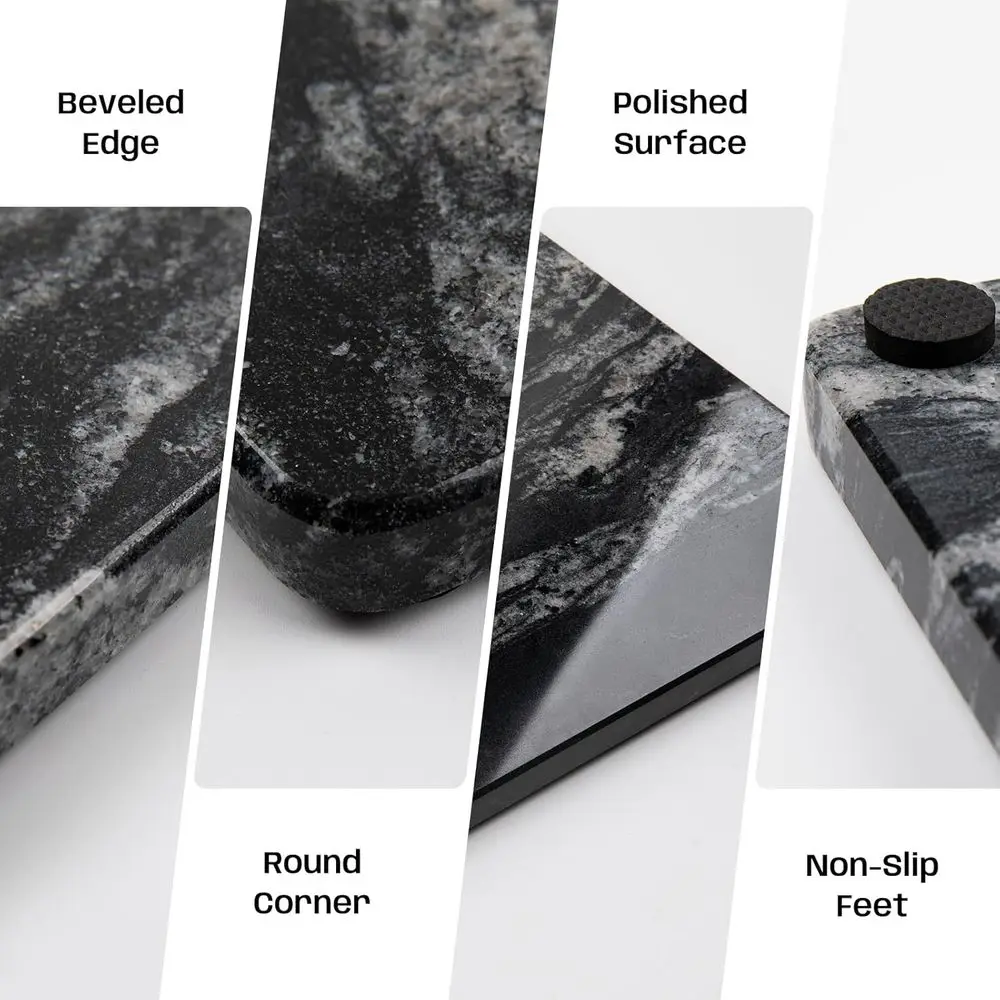 Placa de pastelaria de mármore preto durável de 12 x 20 polegadas, 0,7 polegadas de espessura, ideal para massa pesada e chocolate, pacote único