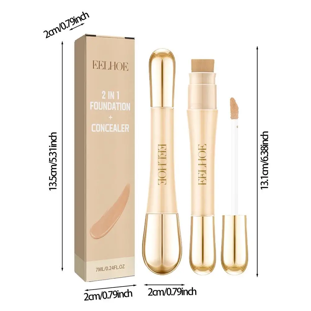 Double Head Face Foundation Concealer Pen Face Concealer Stick Contouring Makeup Highlighter Natural Head Dual Concealer X9U2