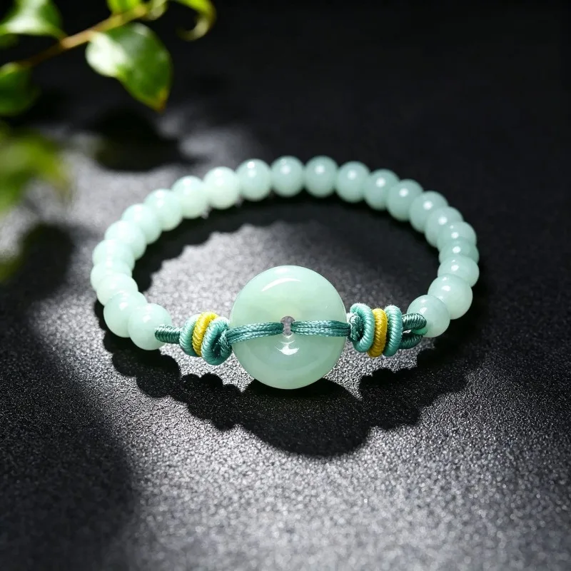 Bracelet de perles en véritable émeraude naturelle et jadeite bleu du Myanmar, avec pendentif de paix, bijoux de créateur de luxe, certifié.