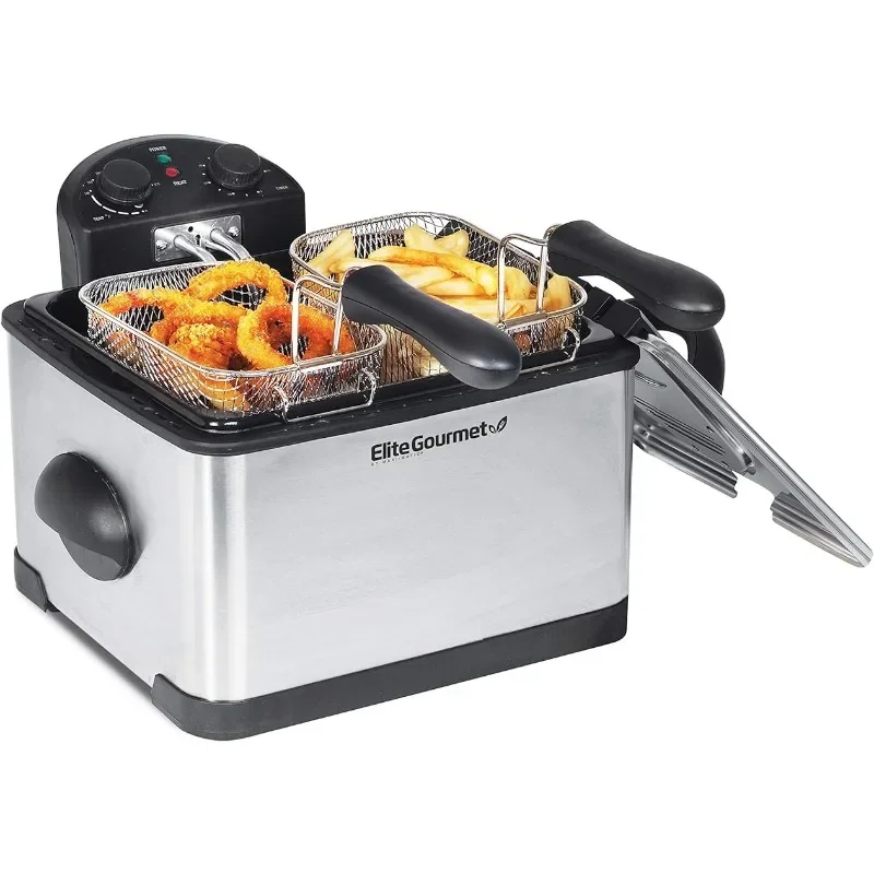 HAOYUNMA Electric Immersion Deep Fryer 3Baskets,1700W,Timer Control,Lid with Viewing Window and Odor Free Filter