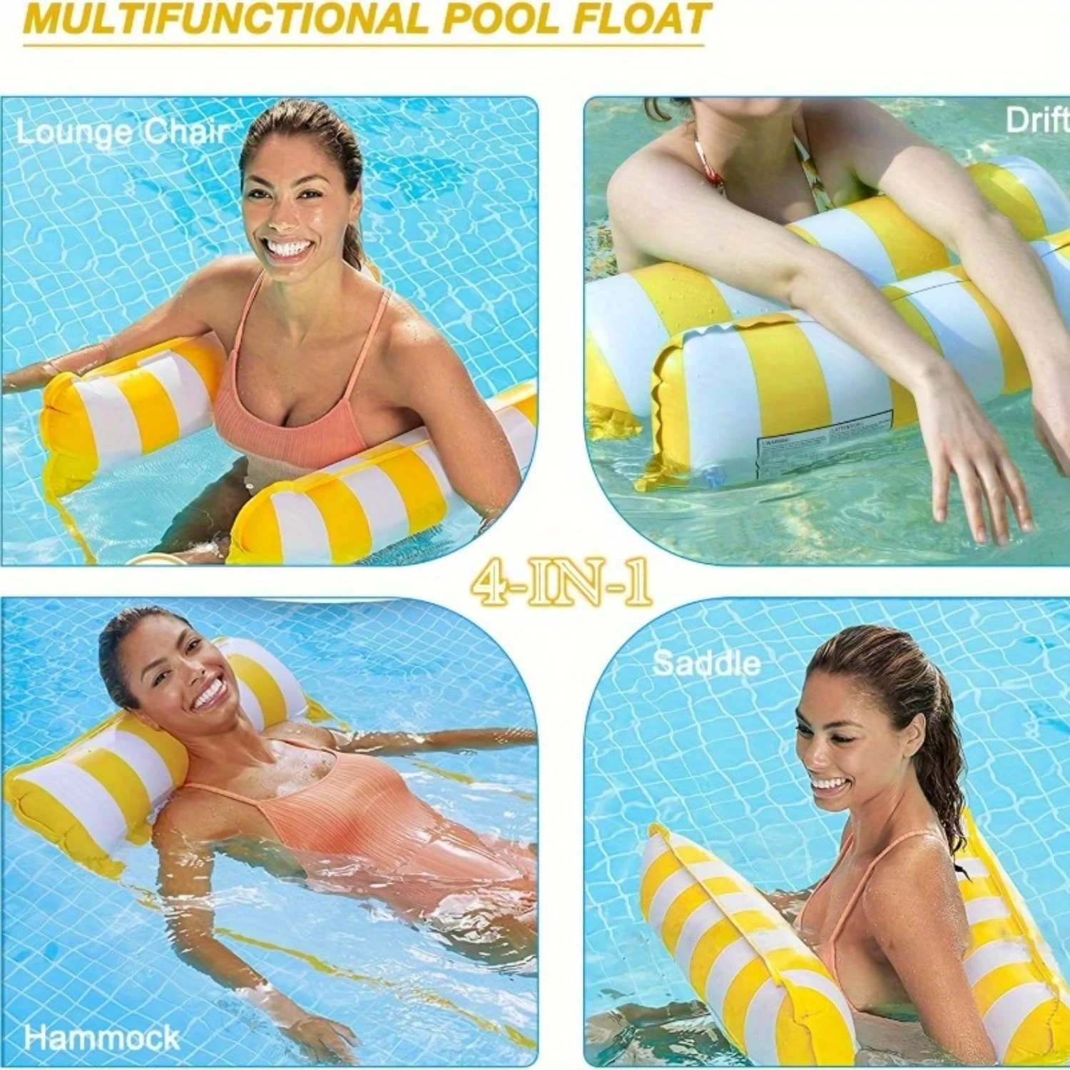 1pc Portable 4-in-1 Floating Mat, Floating Bed, Water Mat & Pool Float Bed, Multifunctional Lounge Chair with Floating Design, P