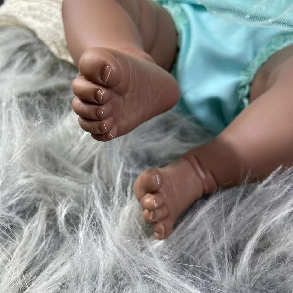 50 cm große wiedergeborene Puppe Lanny in dunkler Haut, afroamerikanische Puppen, lebensechte Baby-Mädchen-Puppen, wie auf dem Bild, handgefertigte Bebe Reborn