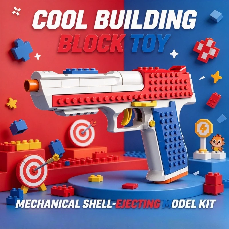 2026 Desert Eagle Building Block Model Kit, Mechanical Shell‑Ejecting DIY Assembly Educational Toy for Boys