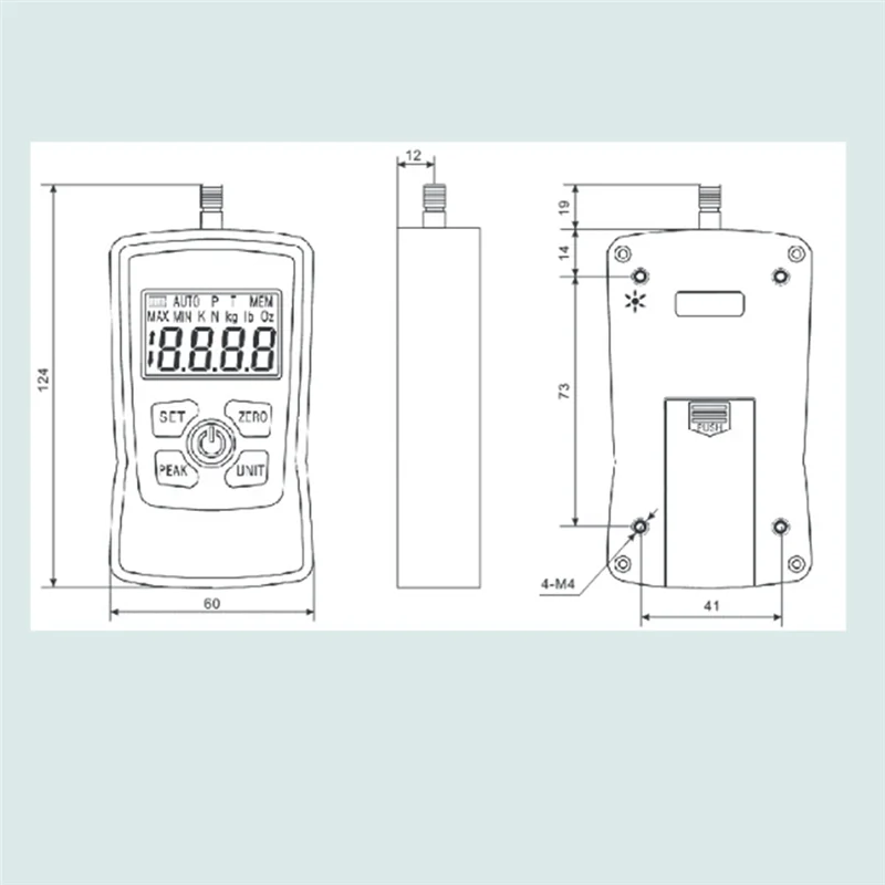 Kleines digitales Push-Pull-Kraftmessgerät, tragbares Dynamometer-Messgerät – 2–500 N, Zugtester, Kilogramm-Zug-Tester