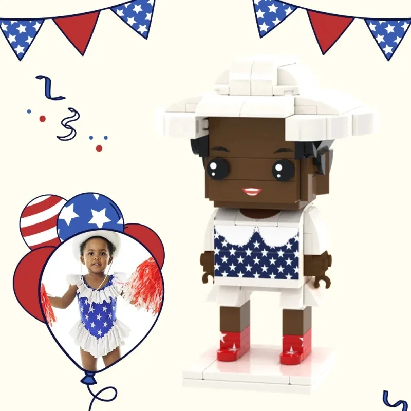 

Independence Day Commemorative Gift Custom Brick Figures Full Body Customizable 1 Person Custom Brick Figures Small Particle