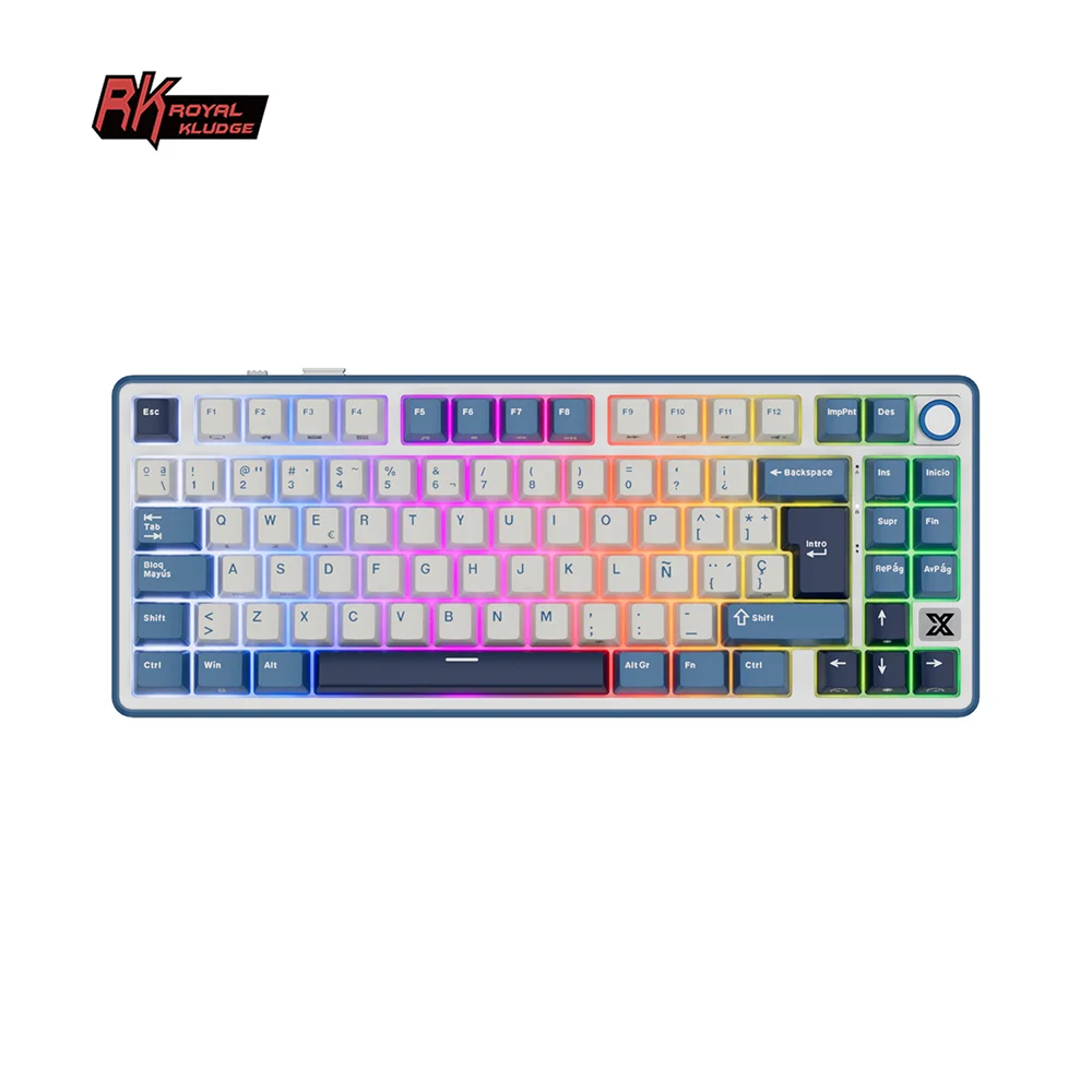 

RK Royal Kludge X87 Spanish Wireless Mechanical Keyboard 80% RGB Hot-swappable 2.4G/Wired/Bluetooth Gamer Keyboard PBT Keycap
