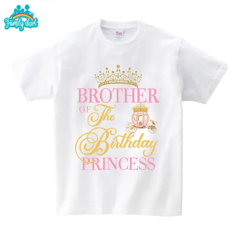 Princesses T Shirt Family Gift Birthday Shirt Carriage Crown Party Custom Name TShirt Girls Children Clothes Daddy Mommy Outfits