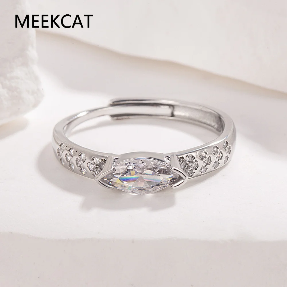 1CT Marquise Cut Moissanite Ring S925 Silver Plate 18K Gold for Women Solitaire Diamond Wedding Band Gift Jewelry Anillos