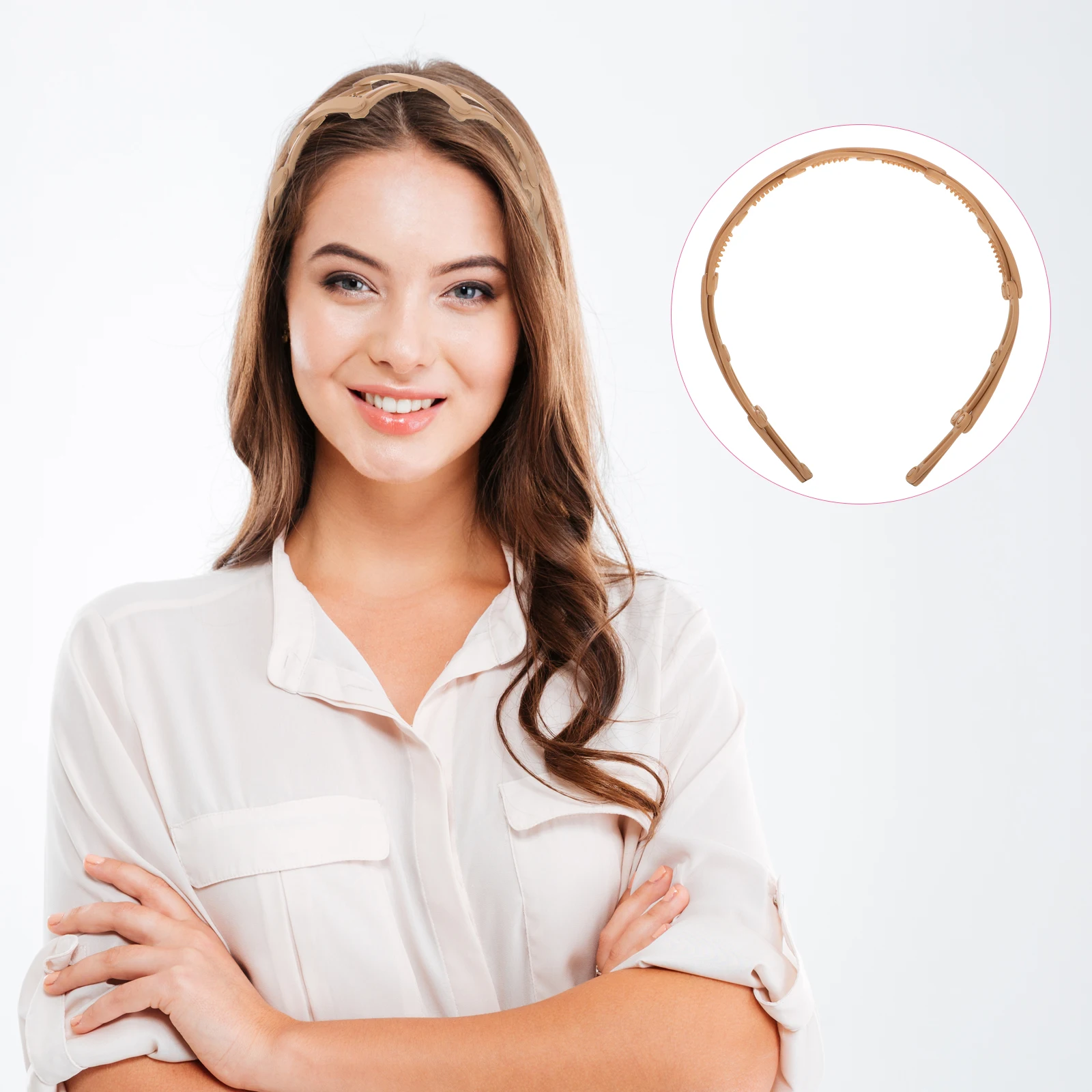 

2pcs Non Slip Headband Folding Plastic Retractable Teethed Hair Band For Women Girls Party Wedding Daily Use Hair Jewelry