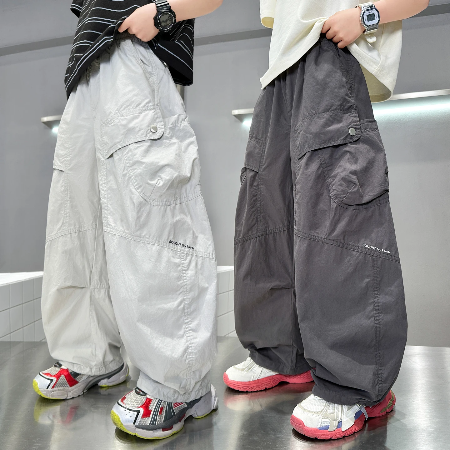 

Summer Boys Cargo Pants Children Casual Sweatpants Solid Color Sports Thin Trousers Fashion Children's Street Clothing New 2026