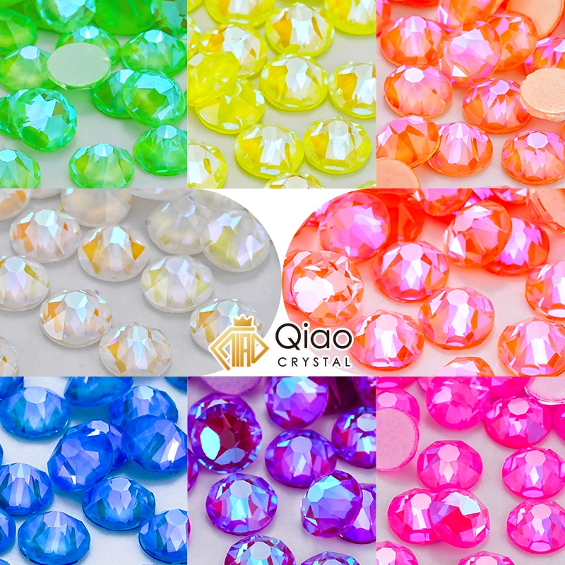 QIAO 2088 Electric Neon Colors Non Hotfix Crystal AB Bedazzling Flatback Rhinestones SS16 SS20 SS30