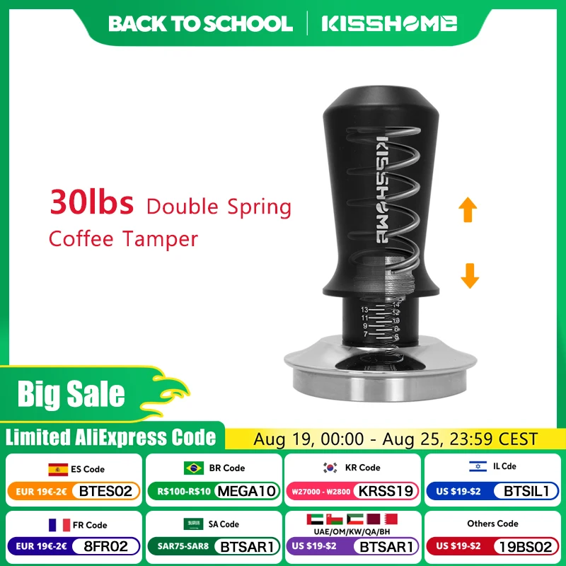 Coffee Tamper 51mm 53mm 58mm Calibrated Dual Spring Loaded 30lb Constant Pressure Leveler Espresso Maker Barista Tools Accsesory