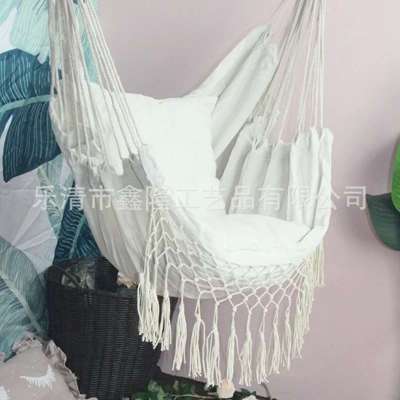 Tassel Canvas Hammock Hanging Net Chair Indoor and Outdoor Variety Nordic Style