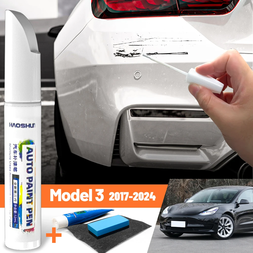 Car Paint Pen Paint Care Scratch Repair Wax Painting Scratch Remover For Tesla Model 3 2017-2024 2018 2019 2020 2021 2022 2023