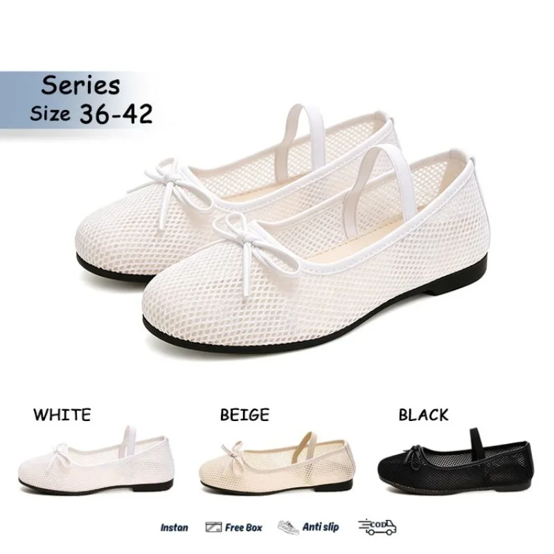 Retro Knot Hollow Out Mary Jane Shoes Soft Bottom Breathable Mesh Single Shoes Korean Style Flat Heel Round Toe view 2
