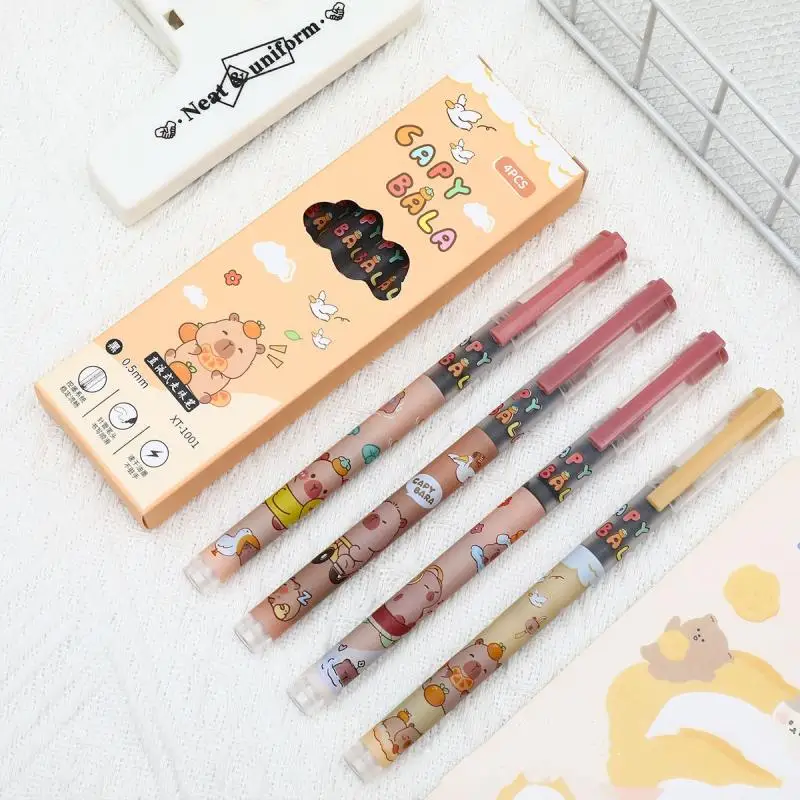 

4 шт., набор шариковых ручек с милой капибарой и большой емкостью, быстросохнущие офисные школьные принадлежности, канцелярские принадлежности