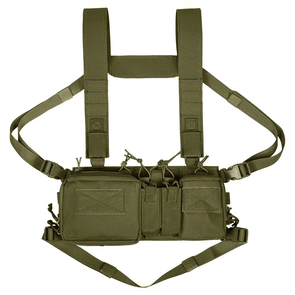 Tactical Chest Vest Rig Bag Field Training Vest Multifunctional Camouflage Strap with Multi-Pocket Outdoor Camping CS Match Pack