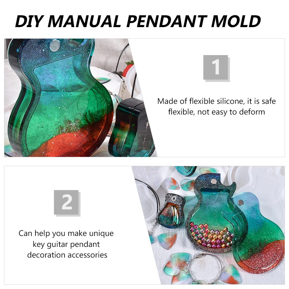 

2 Sets Silicone Key Chain Pendant Mold Diy Guitar Mold Creative Manual Pendant Molds Reusable Guitar Shaped Molding Tools Diy
