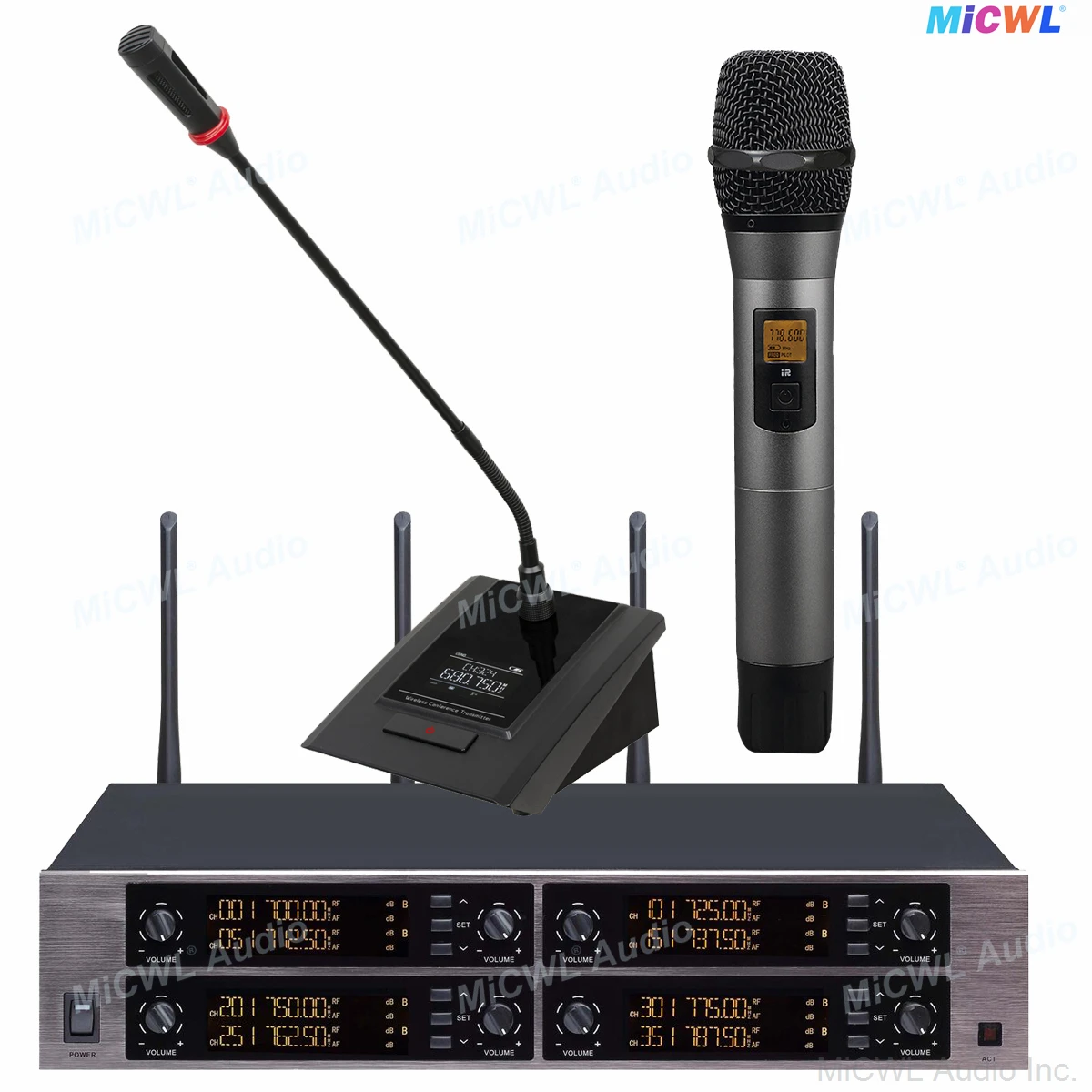 Top MiCWL MXC880 8WD Digital Wireless Microphone 8 Cardioid Desktop Gooseneck Conference Meeting Room System 400 Channel