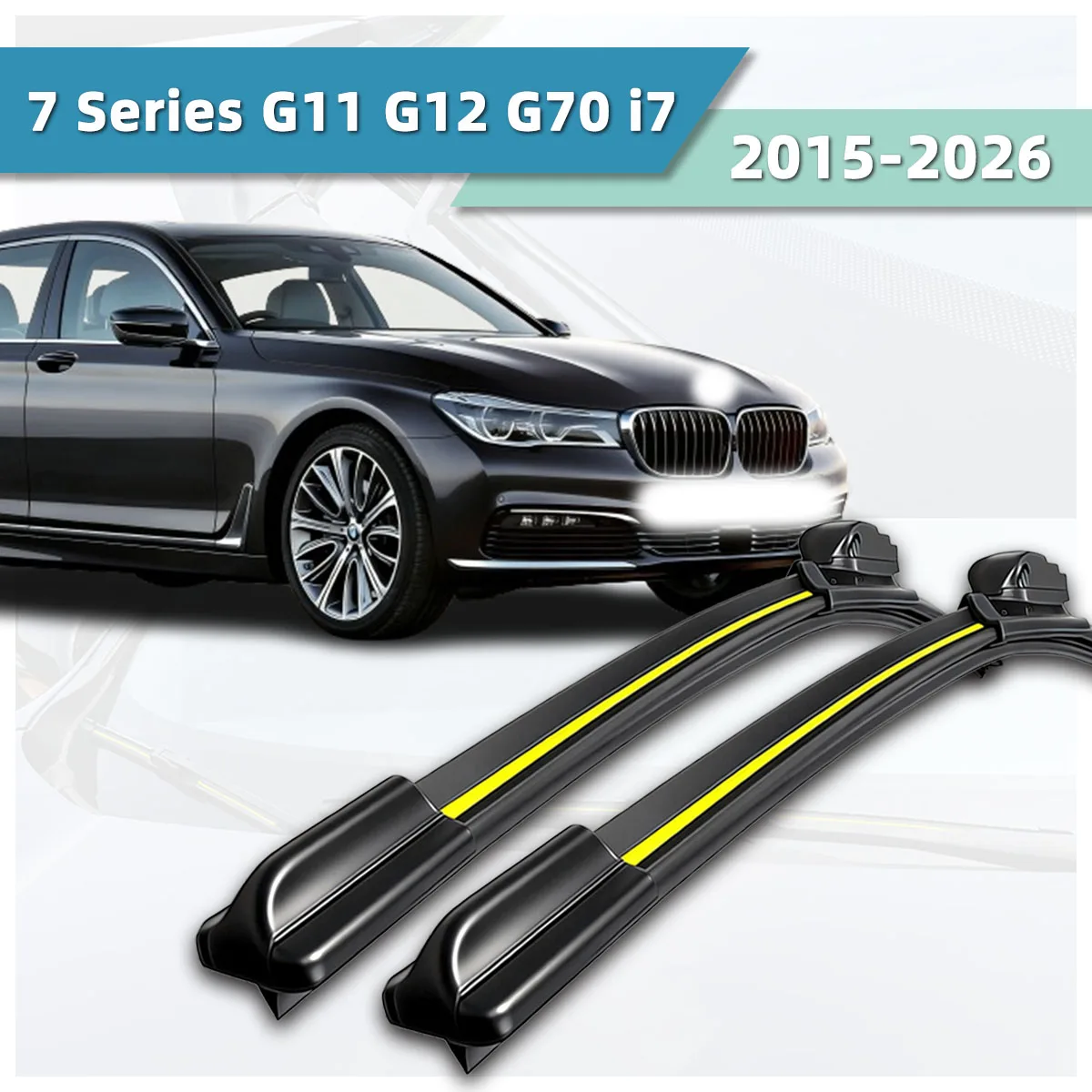 2 Stück Scheibenwischer für die Frontscheibe, geeignet für BMW 7er G11 G12 G70 I7 (2015-2026), Naturkautschuk, geräuscharmer Wischer