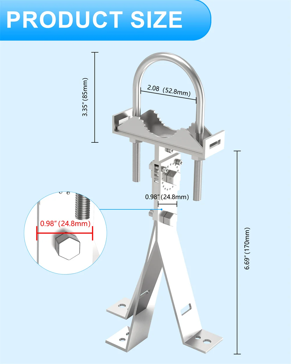 Suporte de antena, suporte de parede resistente universal de aço inoxidável para antena de TV, ponto de acesso, ponte sem fio, 180 graus ajustável