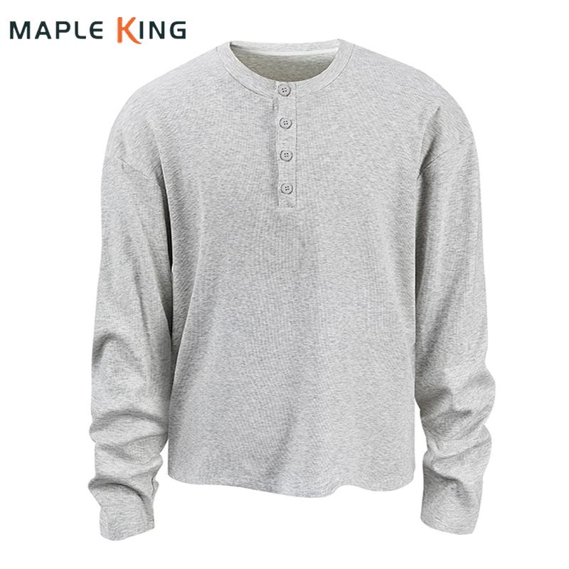 

Camisetas Hombre Originales Мужская винтажная футболка 2025 г. Дизайнерская повседневная футболка с длинным рукавом с воротником Генри для пар Нижняя футболка Homme