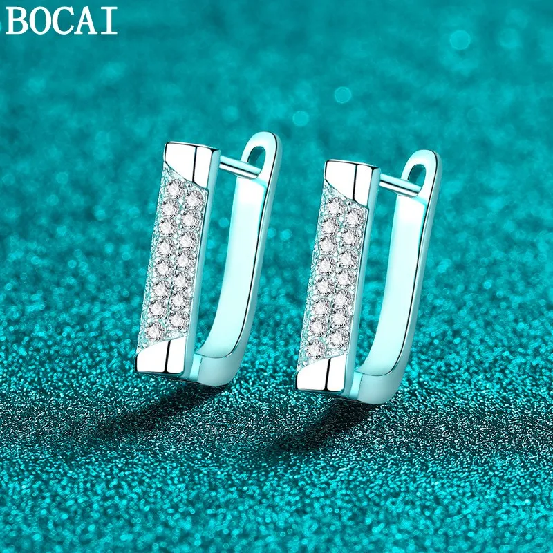 0.48ct Moissanite S925 Sterling Silver Jewelry Exquisite Niche Geometric Earrings Women's Selected Gift