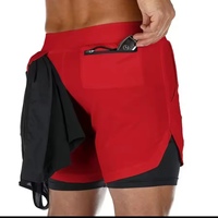 Men's Spider Printed Tight Shorts, Gym Training Shorts with Pockets, Quick Drying, Breathable, 2-in-1