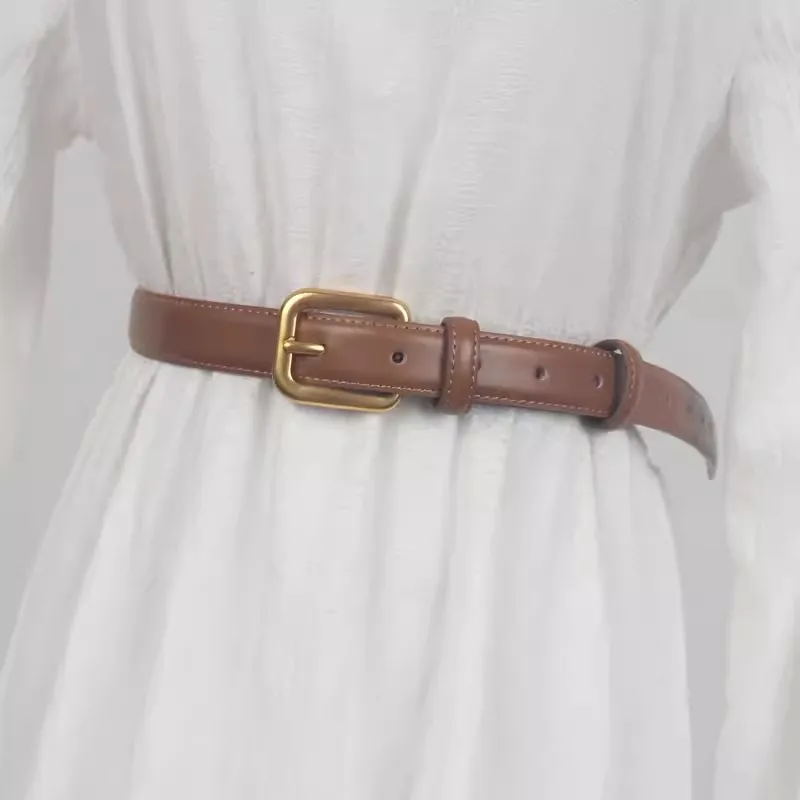 Women's Fashion Vintage Genuine Leather Corset Female Cummerbund Coat Waistband Dress Decration Narrow Belt J440