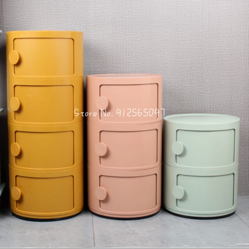 

Simple and modern multifunctional storage cabinet mini bedside table plastic round locker bedroom corner cabinet اثاث غرف النوم