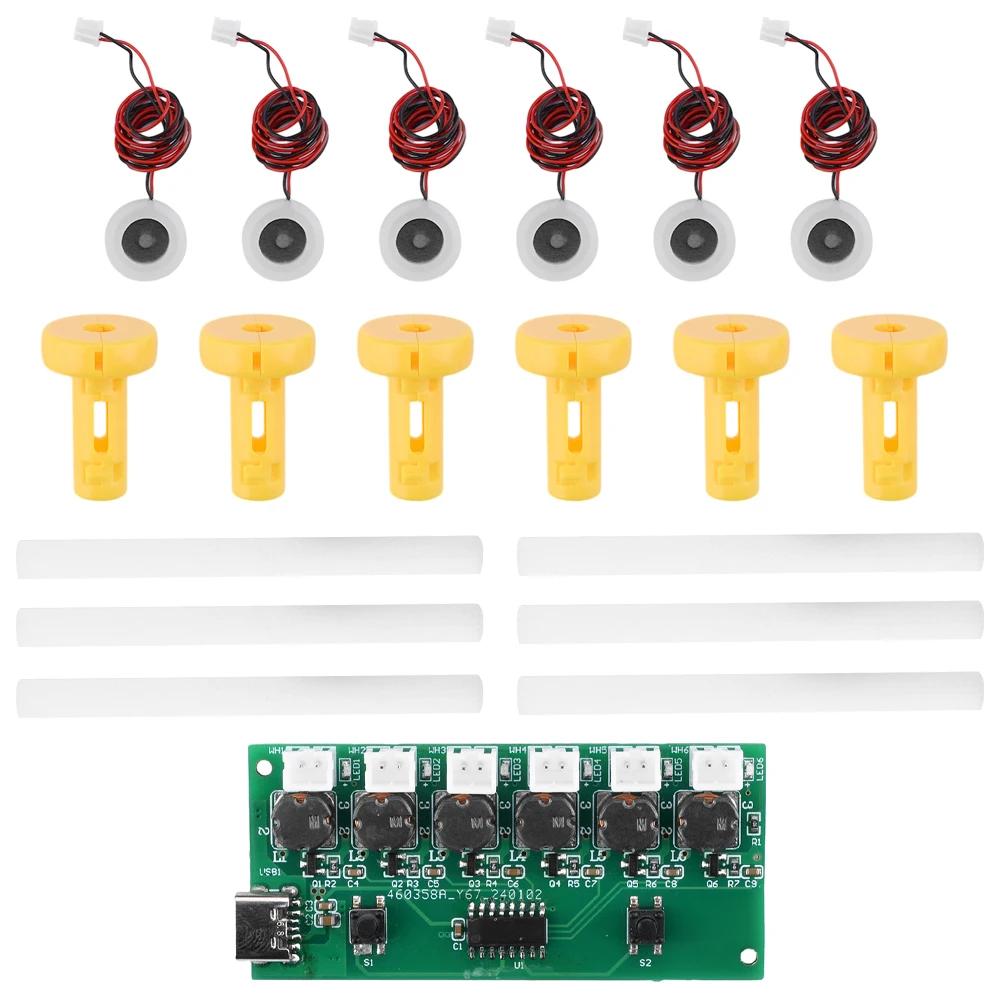 Seis Spray Módulo Umidificador, Tipo-C, USB, Mini Kits DIY, Névoa Criador, Driver Circuit Board, Ultrasonic Atomizador, DC 5V