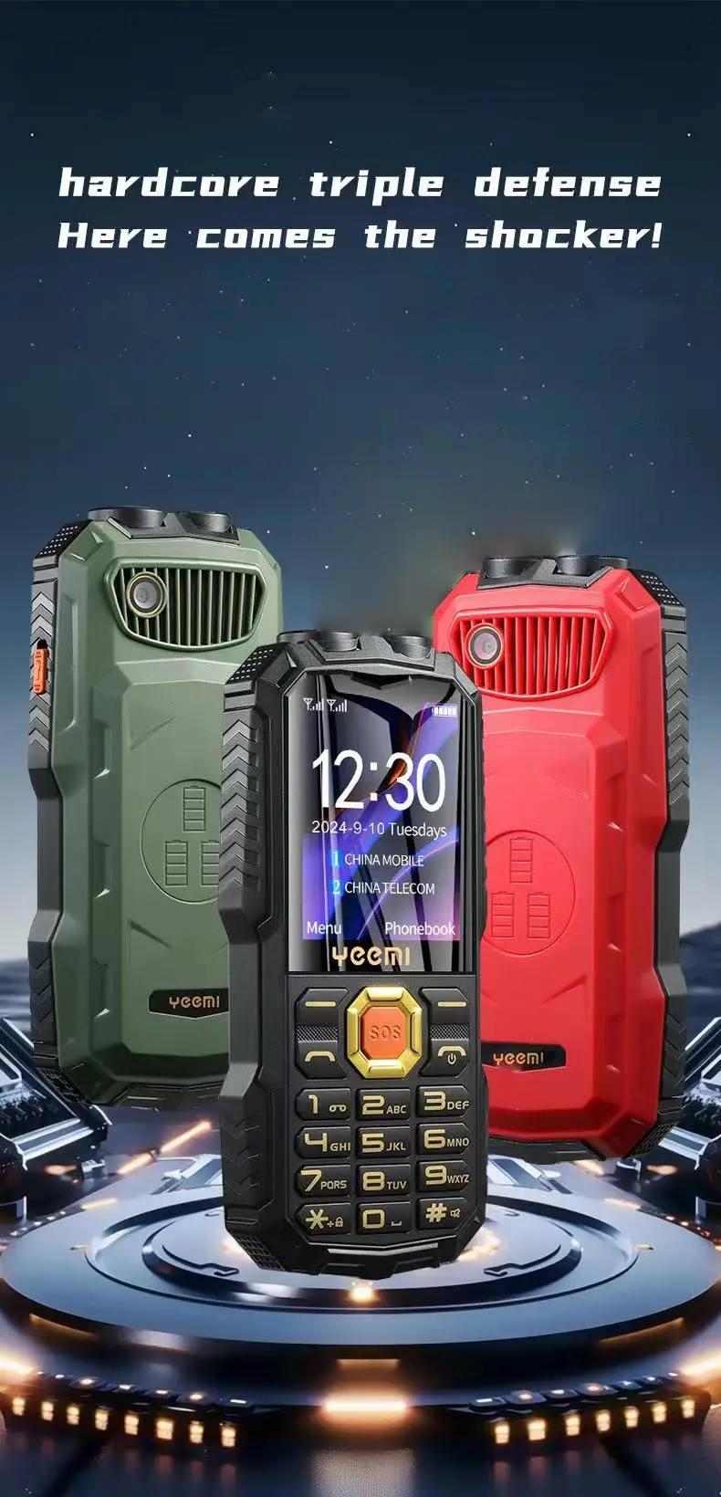 YEEMI Q7 Senior Mobile Phone Large Keys Big Font FM Radio Powerful Flashlight 2400mAh Loud Speaker Cellphone For Elderly