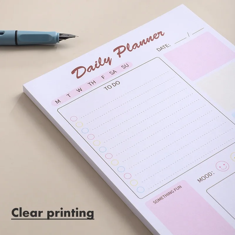 Daily Plan Book Time 120 Pages Tearable Daily Plan Memo Book Efficiency Manual To Do List Memo with Magnetic Magnet