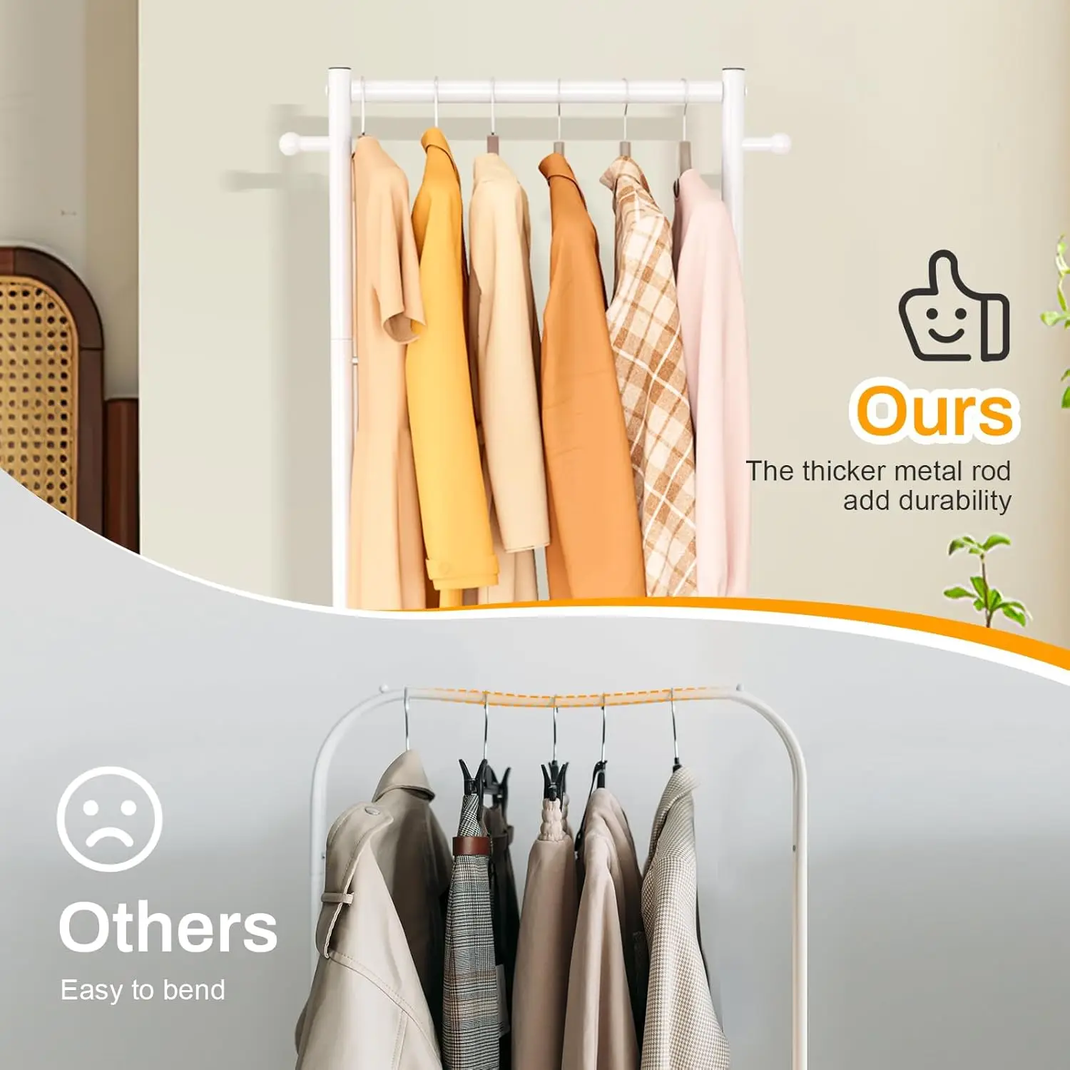 Small Clothes Racks for Hanging Clothes Clothing Rack with Wheels 60" Garment Rack with Shelves