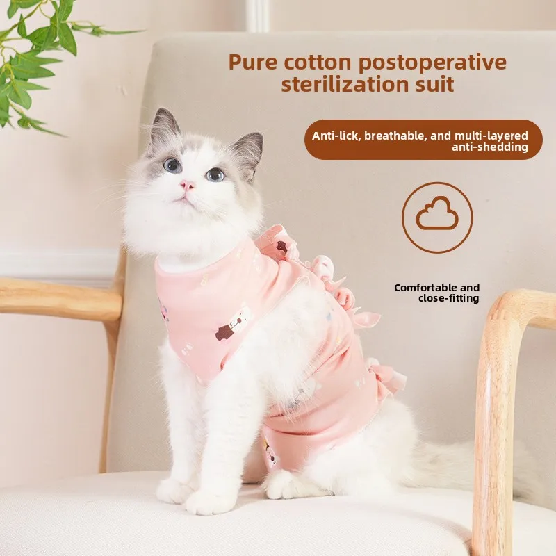

Female Cat Spay Recovery Suit, Anti Licking Adjustable Surgery Vest for Kittens, Post-Op Protective Clothing