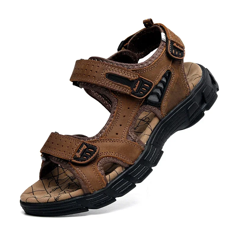 Genuine Leather Men\'s Sandals Leisure Men Shoes High Quality Soft Casual Sandals for Men Beach Hiking Men\'s Shoes 2024