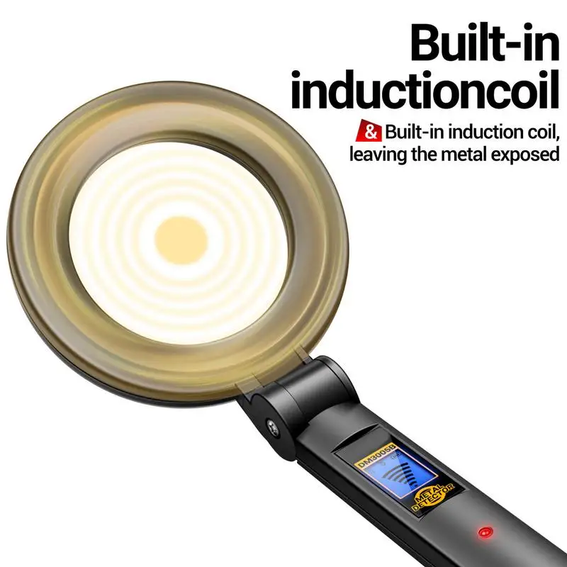 Metal Detector portatile Scansione a 360° Metal Tester Retroilluminazione pieghevole Display a LED Avvisi sonori e vibrazioni Alta sensibilità