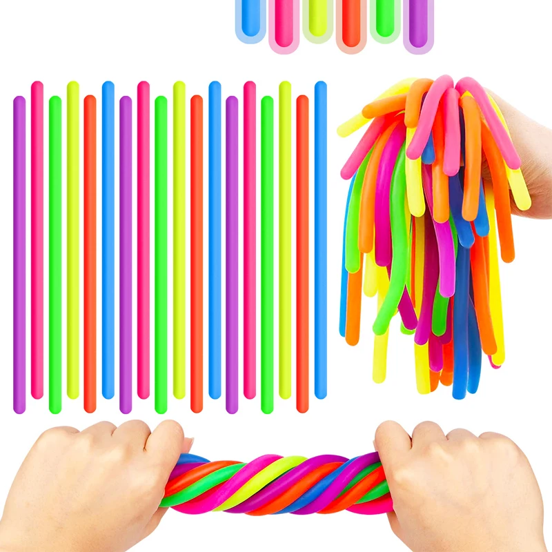 120/60PCS Fidget Stretchy Noodles Sensory Toys For Kids Children Birthday Gifts Party Favors Carnival Treasure Classroom Prizes