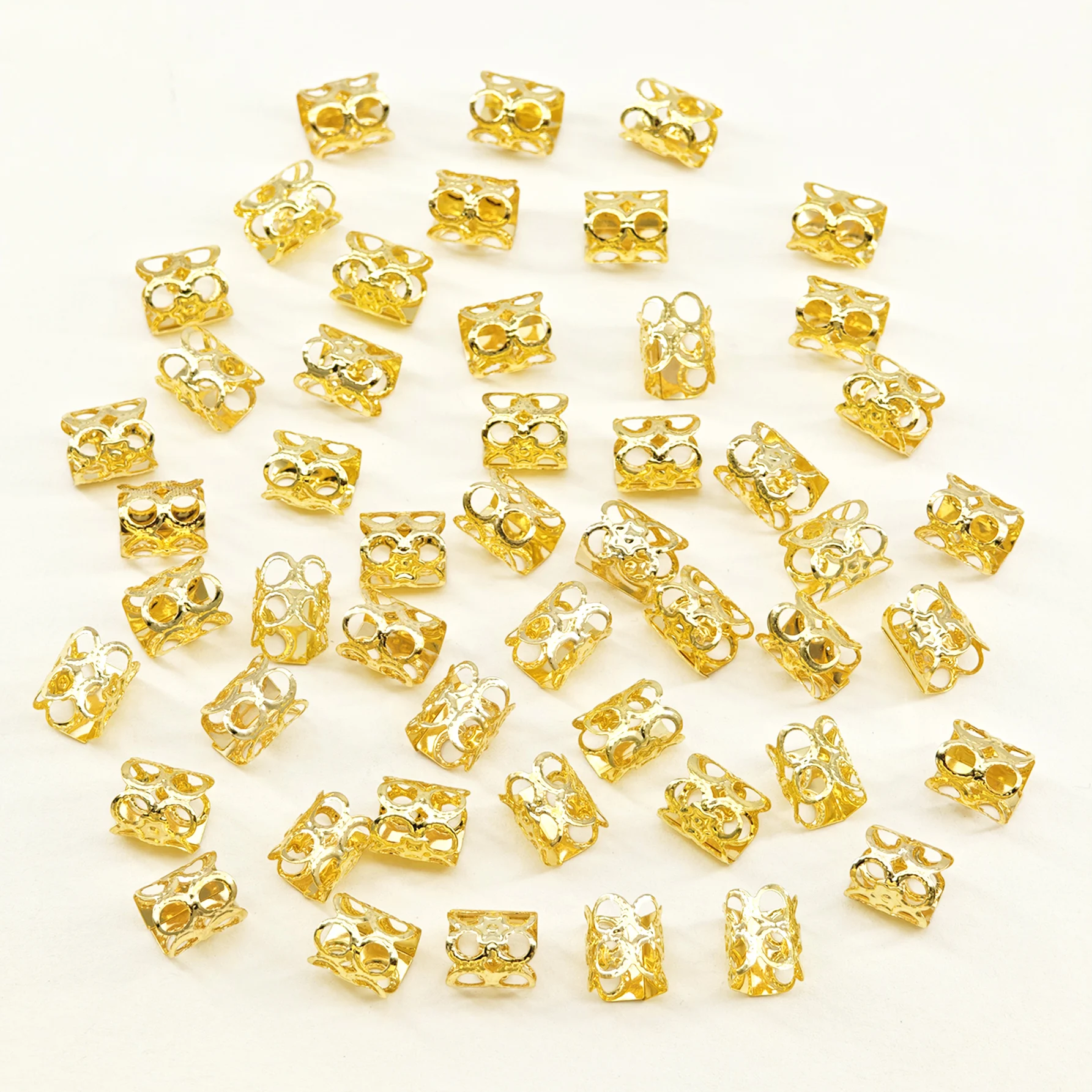 50PCS Gold Hair Cuffs Braids Jewelry Braid Clips Loc Dreadlock Accessories Metal Hair Rings Hair Decoration For Women And Girls